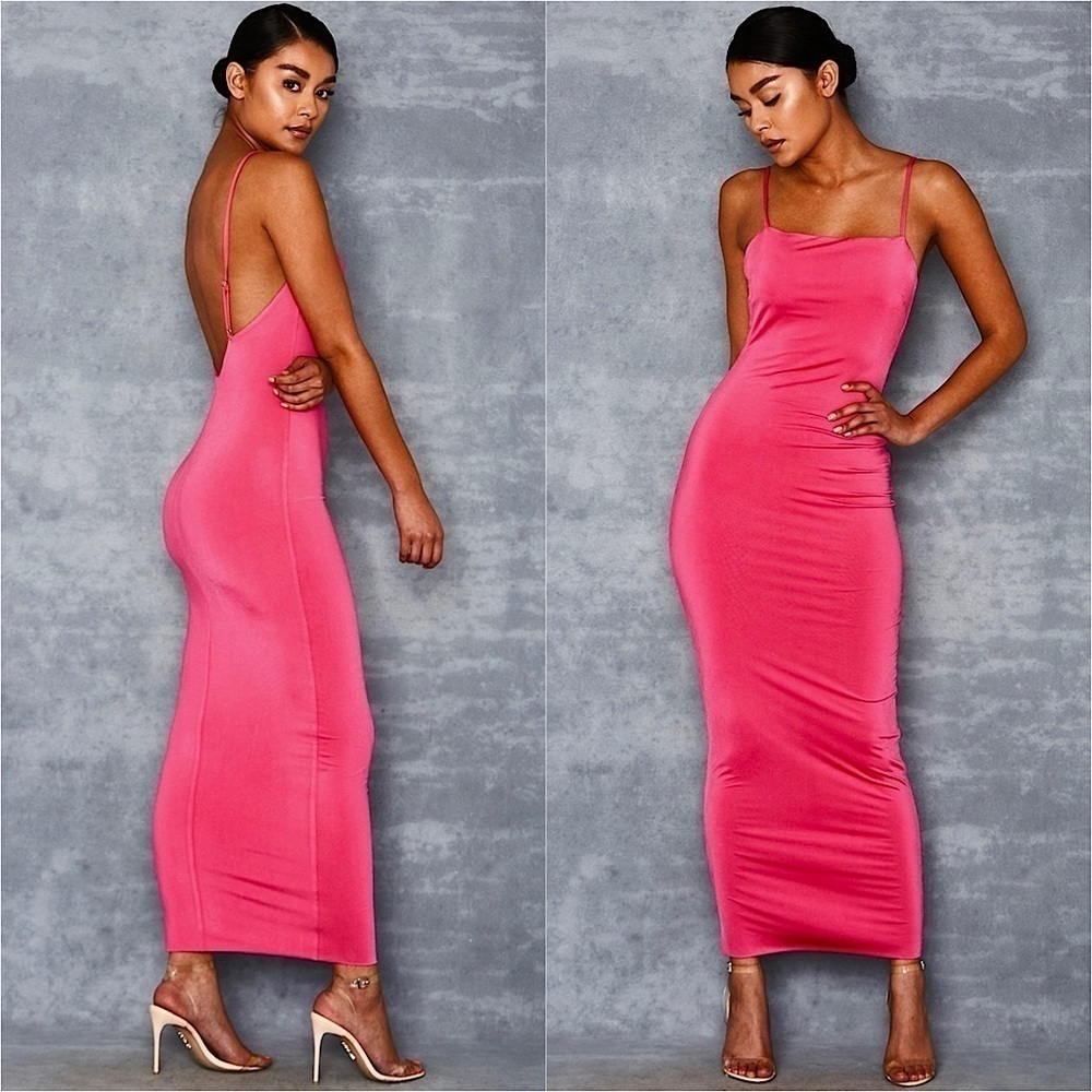 NWT HOUSE OF CB 90s Sleeveless Open Back Square Neck Bodycon Slip Maxi Dress‎ L